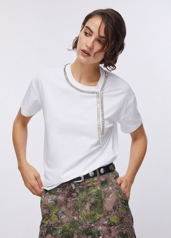 T-shirt oversize con ricami gioiello