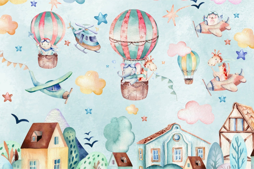 Fototapeta Dla Dzieci BALONY Gwiazdy Bajka 90x60cm