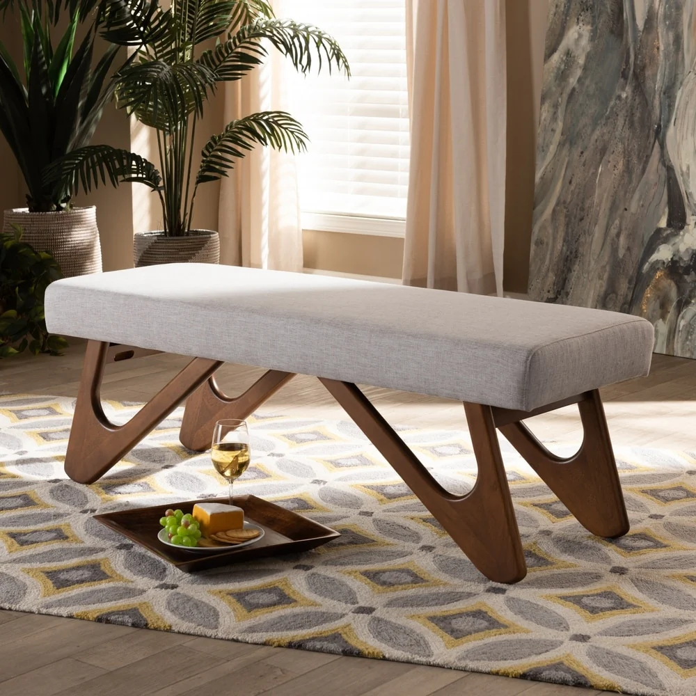 Carson Carrington Ullaberg Mid-century Modern Upholstered Boomerang Bench