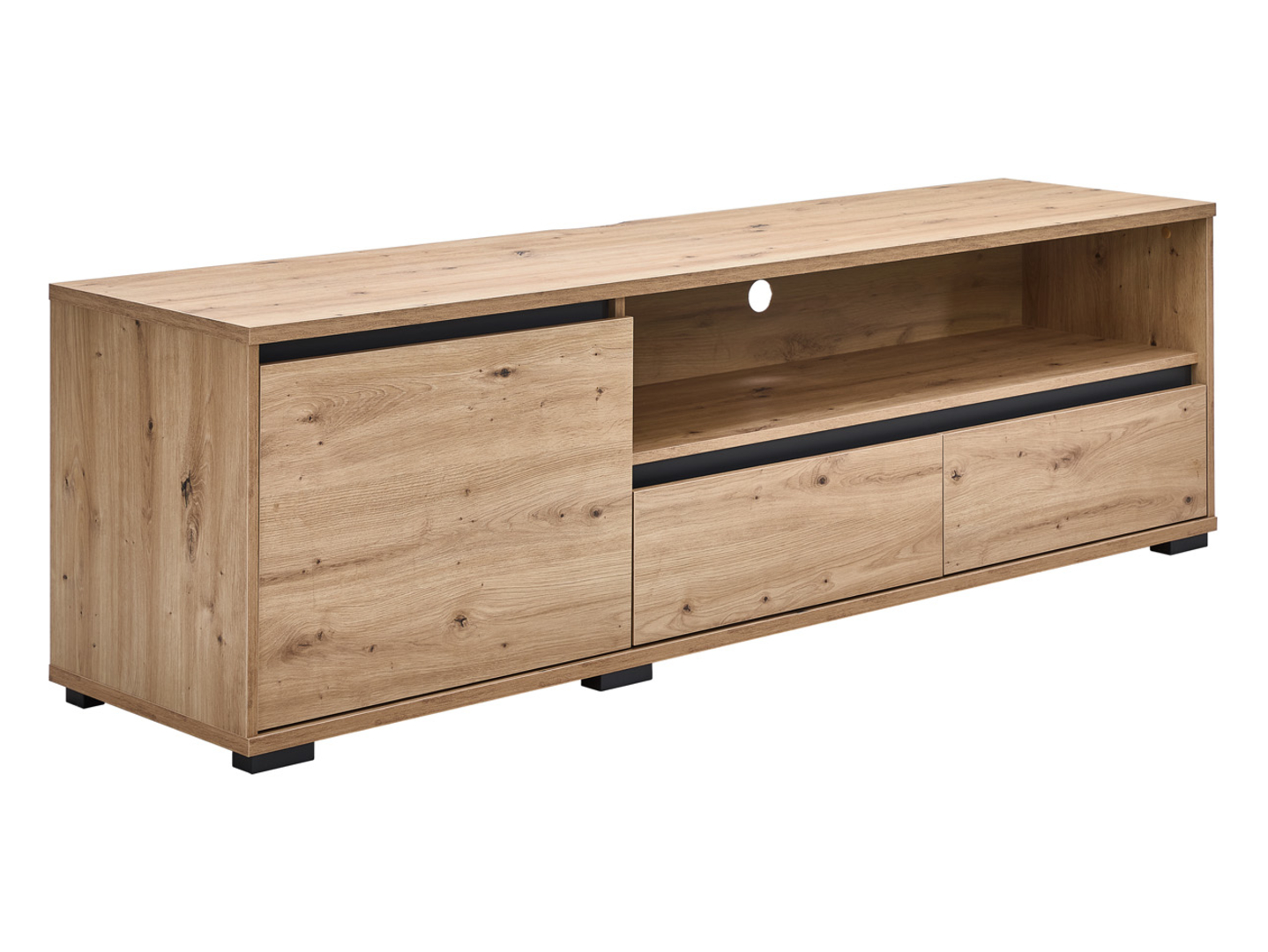 Szafka RTV 180 cm z drzwiami i 2 szufladami dąb artisan
