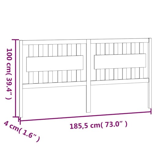 NNEVL Bed Headboard White 185.5x4x100 cm Solid Wood Pine