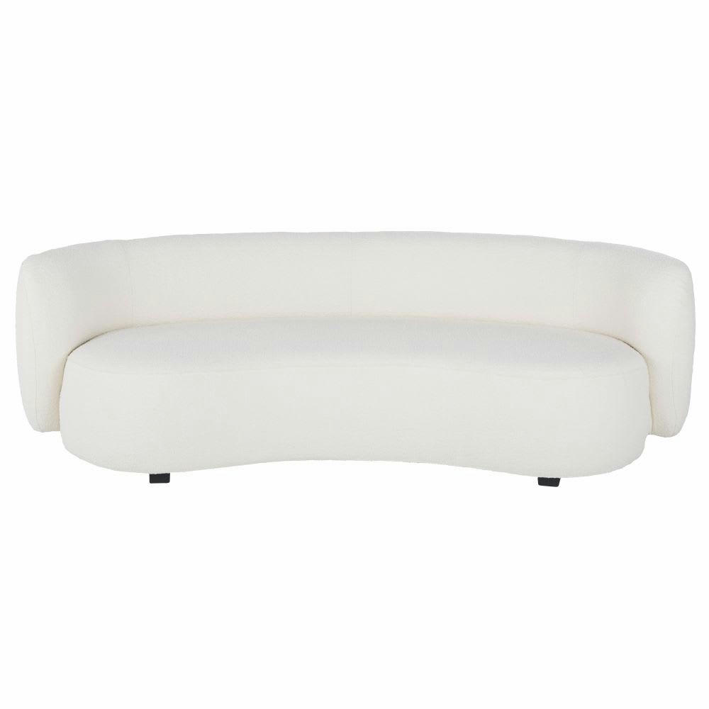 Curve - Canapé 3/4 places tissu écru effet laine bouclée