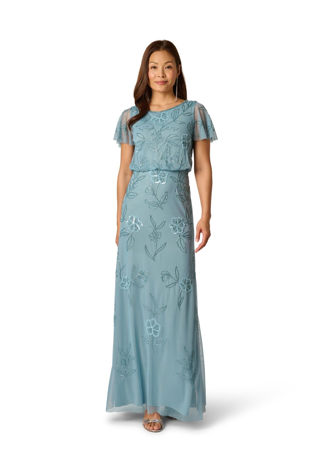 Adrianna Papell Bead Blouson Long Dress