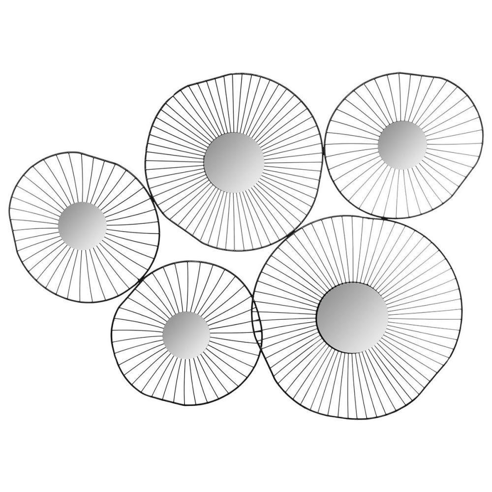 - Décoration murale métal 5 miroirs noir