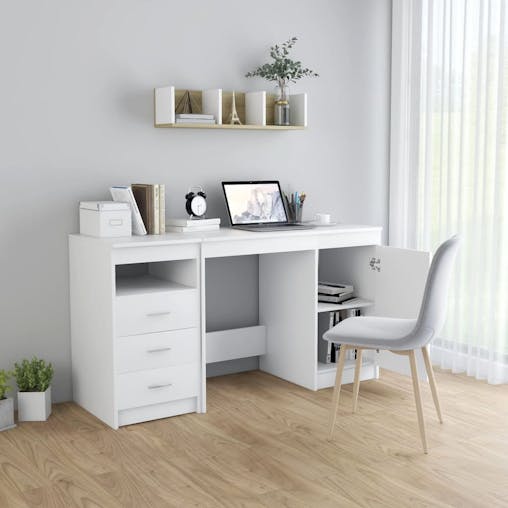NNEVL Desk White 140x50x76 cm Engineered Wood