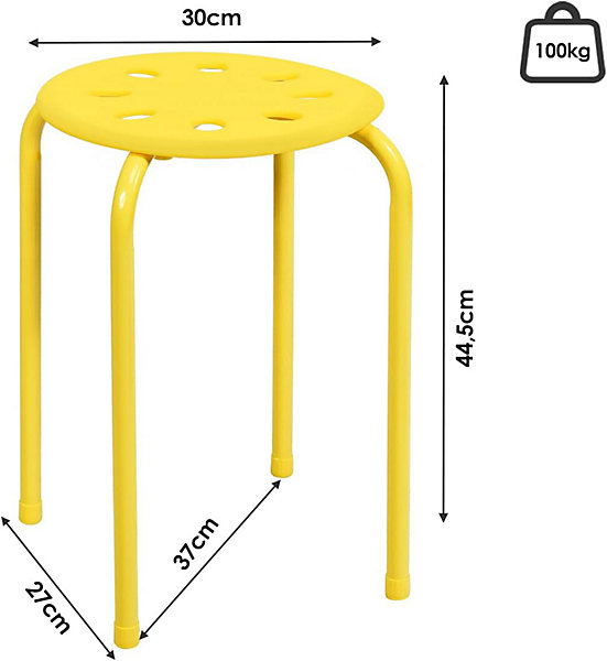 Lot de 6 Tabourets Empilables Légers sans Dossier avec Cadre en Métal Siège en Plastique Tabourets Ronds