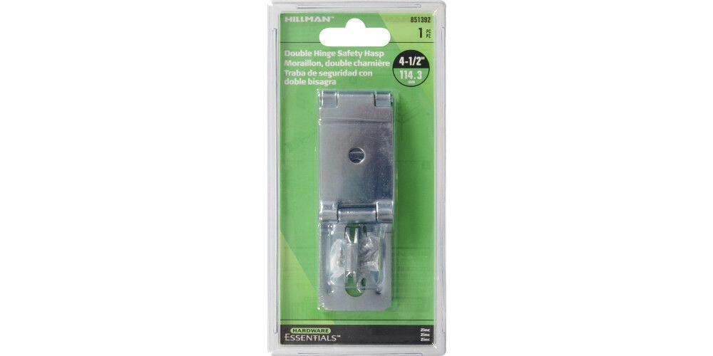 Hillman Fixed Staple Double Safety Hasp, Zinc-Plated, 4-1/2-in