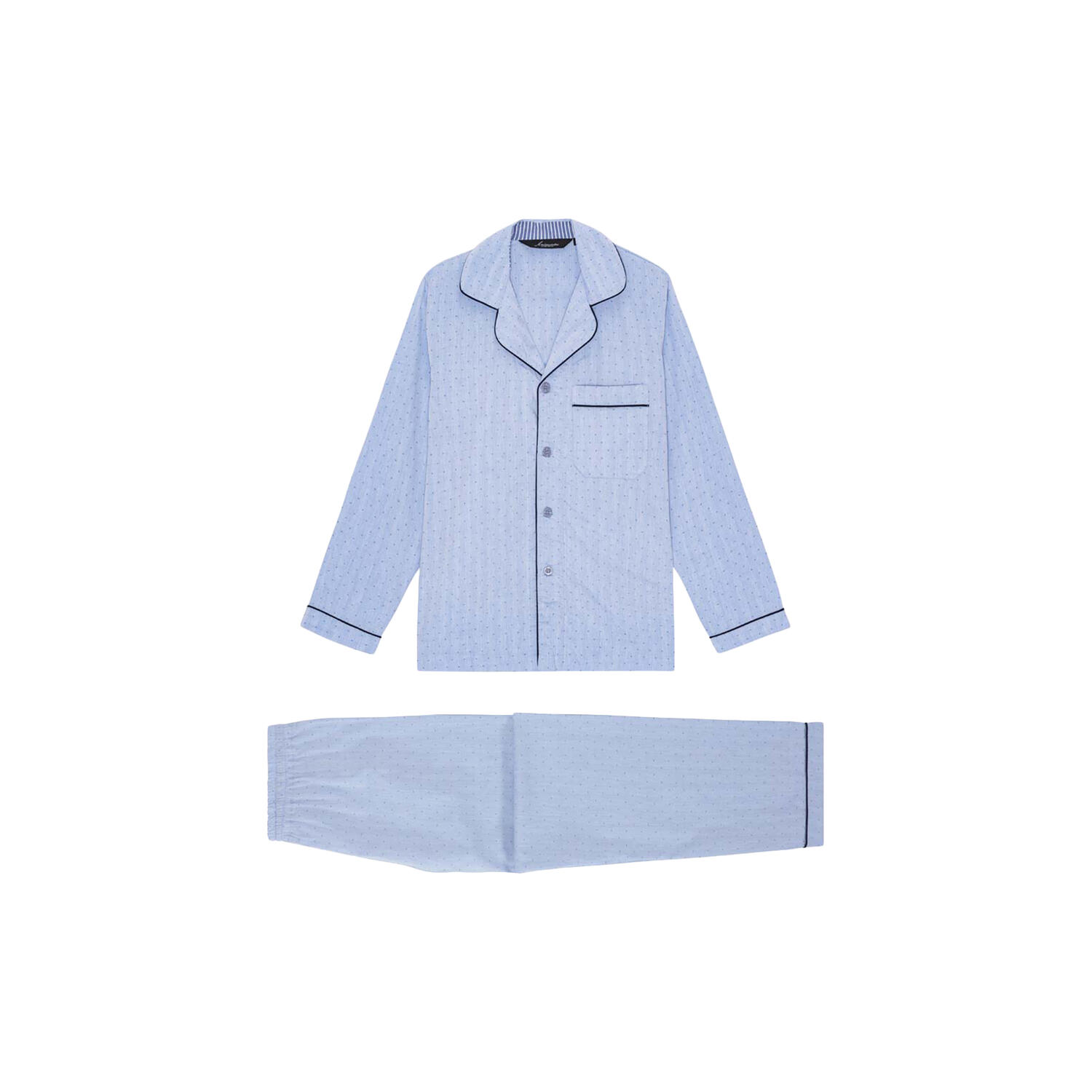 Salzburg Pyjamas, light blue/navy piping