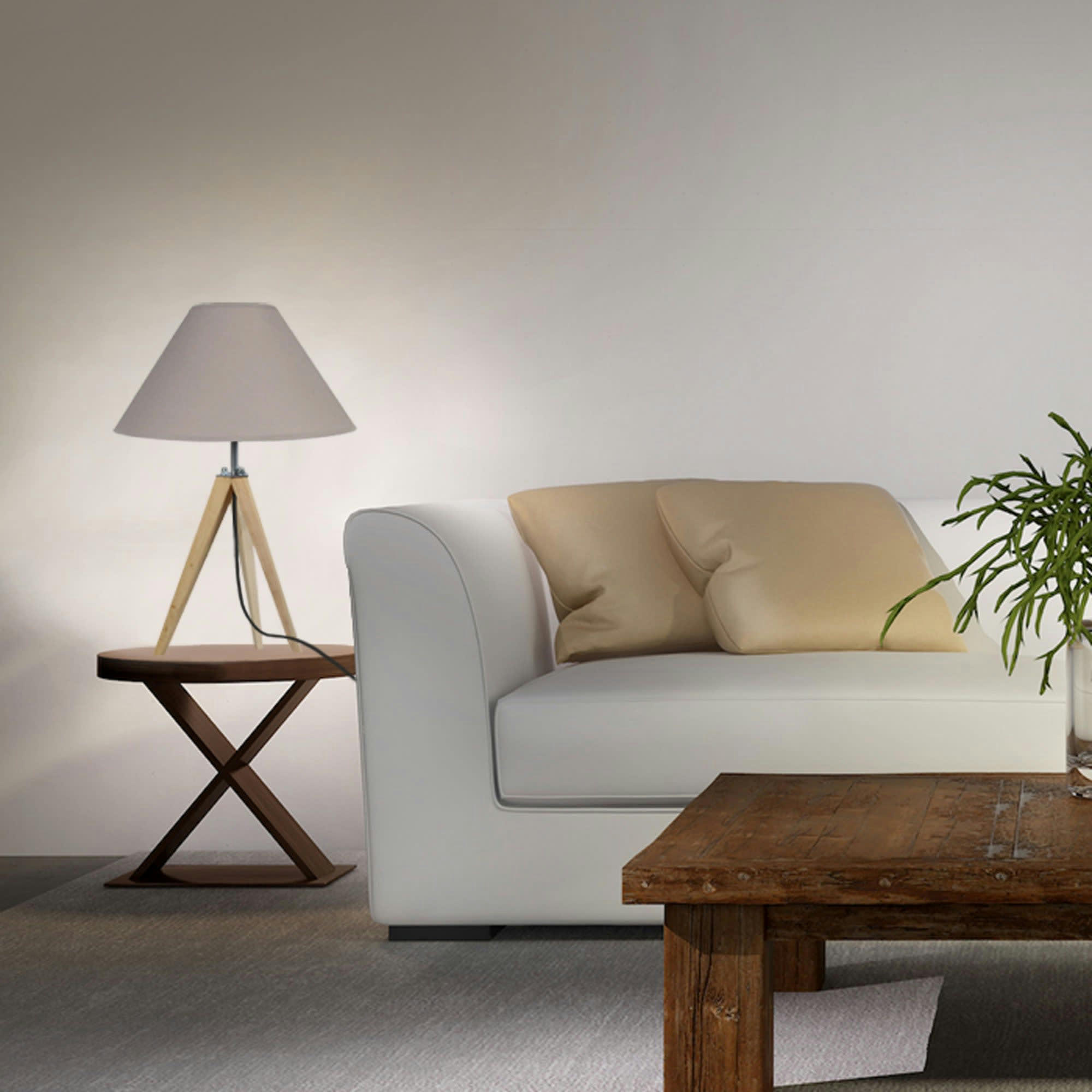 IDUN - Lampe de chevet bois naturel et taupe