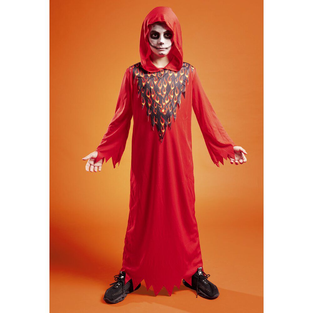 Déguisement Halloween enfant diable cagoule et tunique rouge 7/10ans