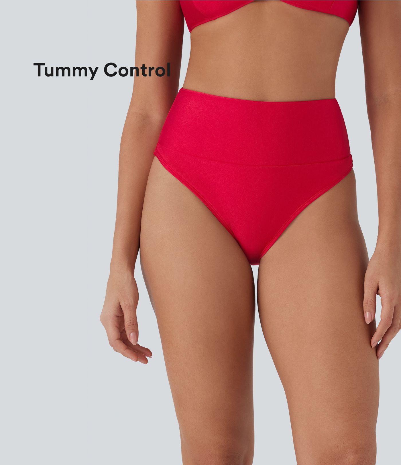 Bas de maillot de bain bikini brillant à taille haute et gainant