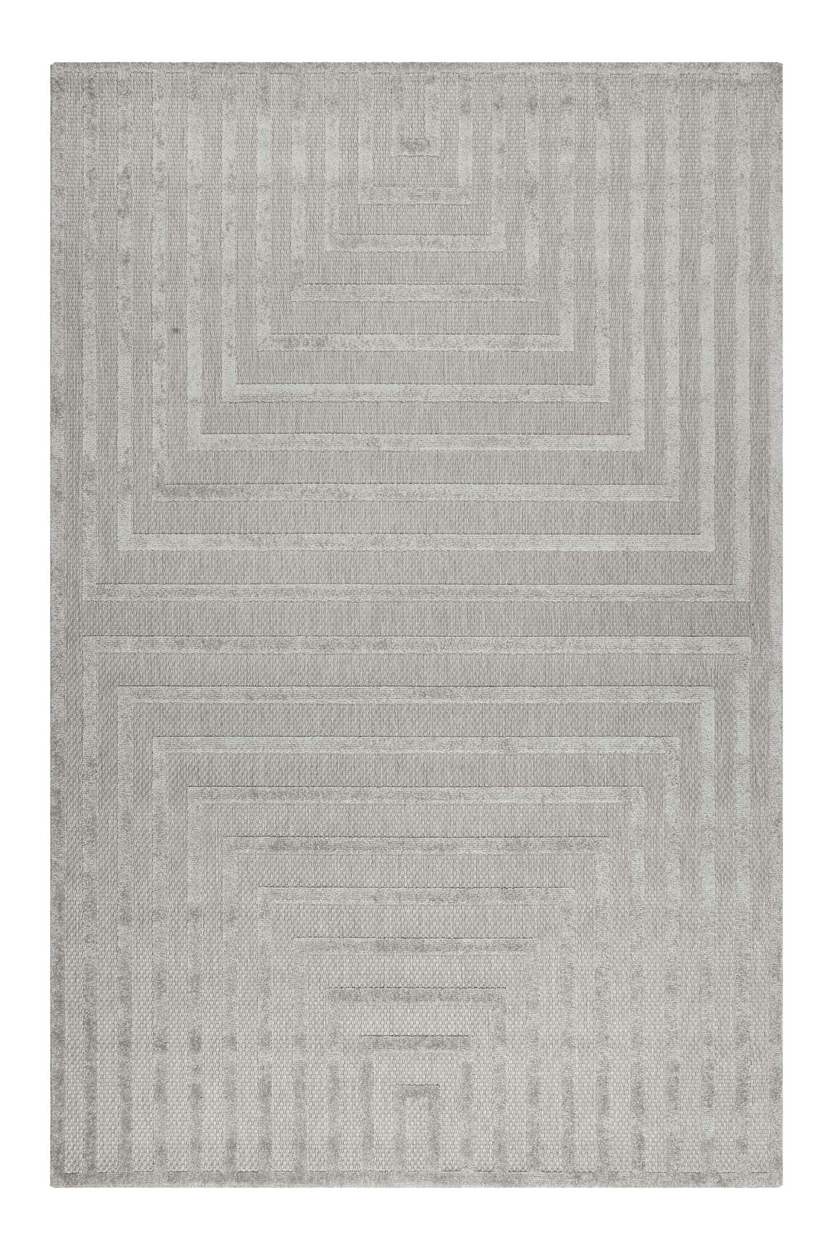 CAROLINA - Tapis intérieur/extérieur graphique à relief gris 133x200