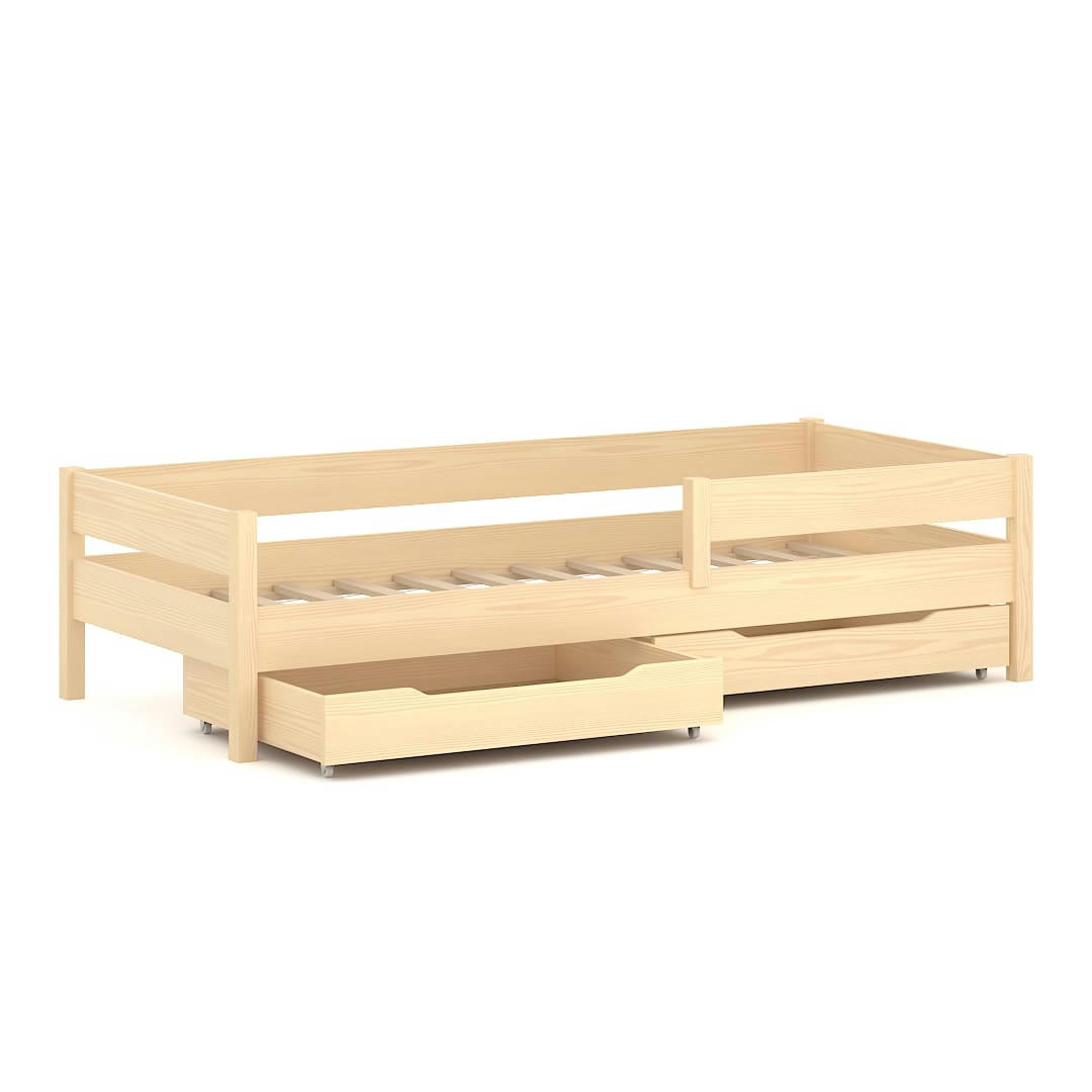 - Lit simple en pin massif&MDF 200x90 chêne blanchi