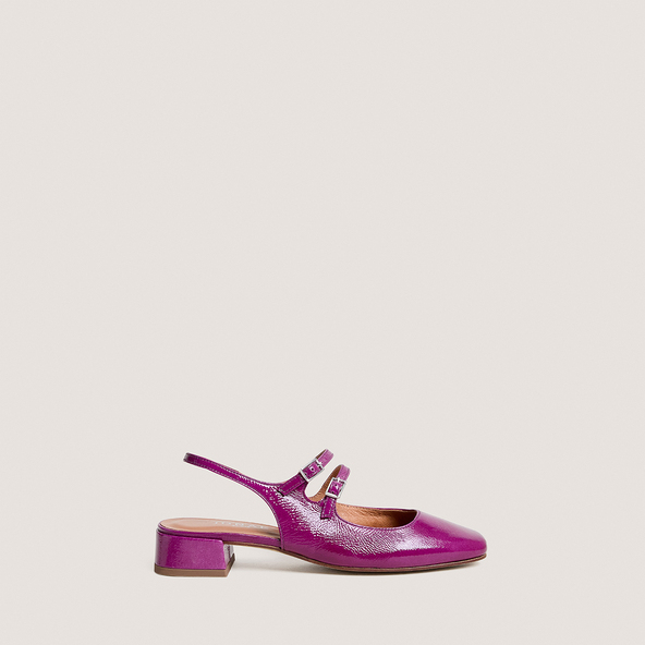 Babies à bouts arrondisen vernis plissé violet | DOBLE