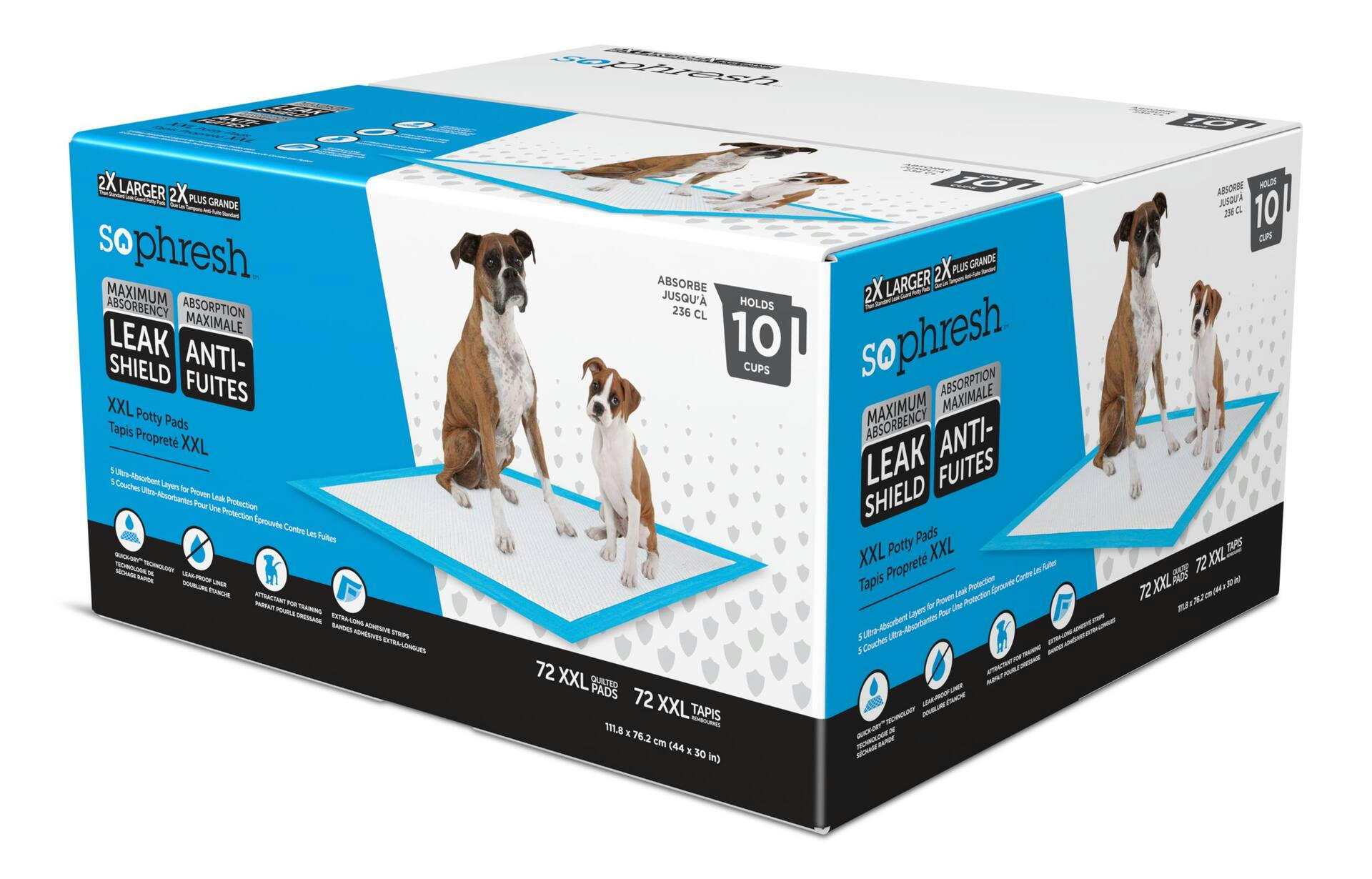 So Phresh Maximum Absorbency Leak Shield XXL Dog Training Pads, 40-in x 30-in, 72-pk