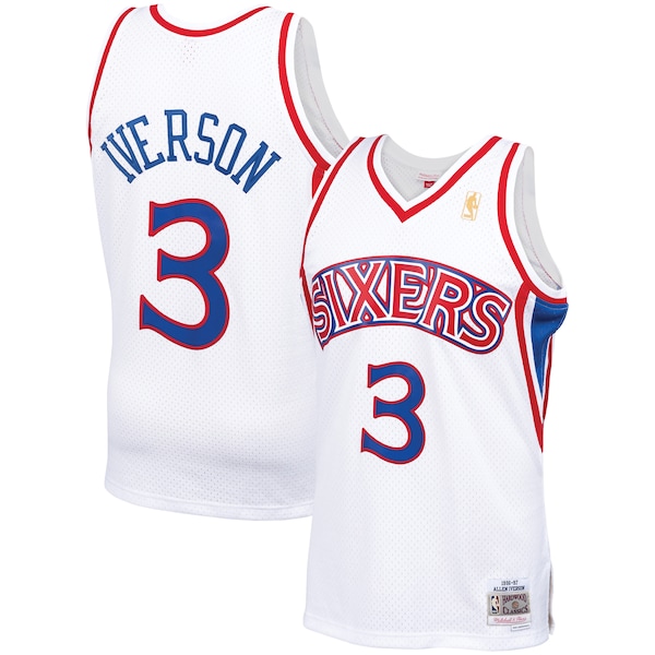 Allen Iverson Philadelphia 76ers  1996/97 Hardwood Classics Swingman Jersey - White/Red/Royal/Black