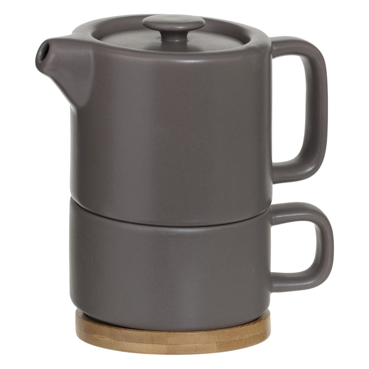 Dzbanek z filiżanką szary 400 ml czajnik imbryk