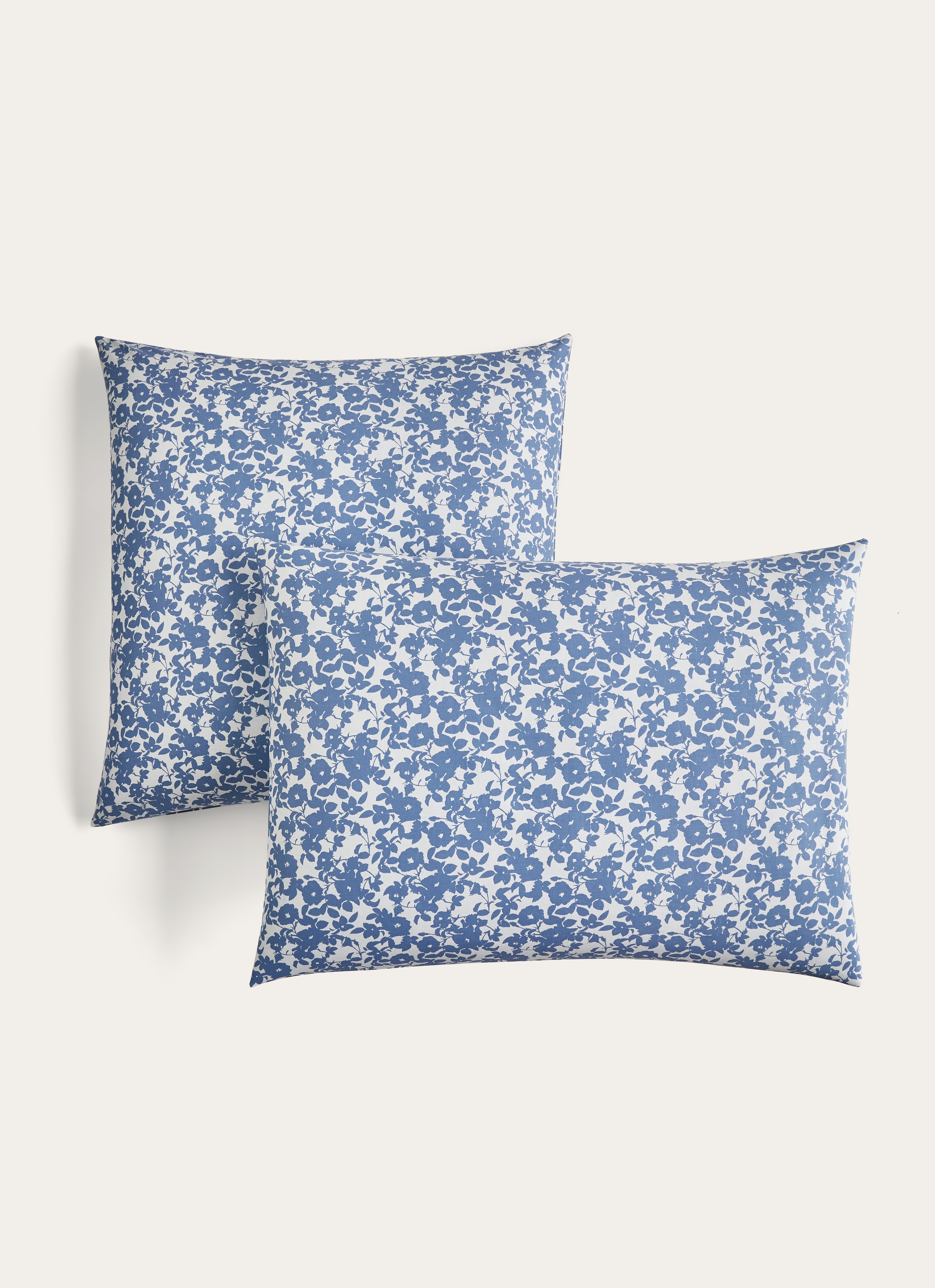 TAIE D'OREILLER FLEURIE EN COTON BCIBLEU