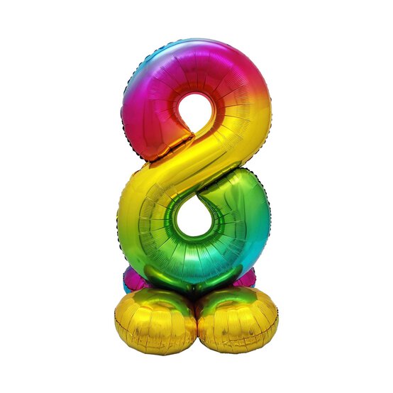 Standing Multicoloured Number 8 Balloon 90cm