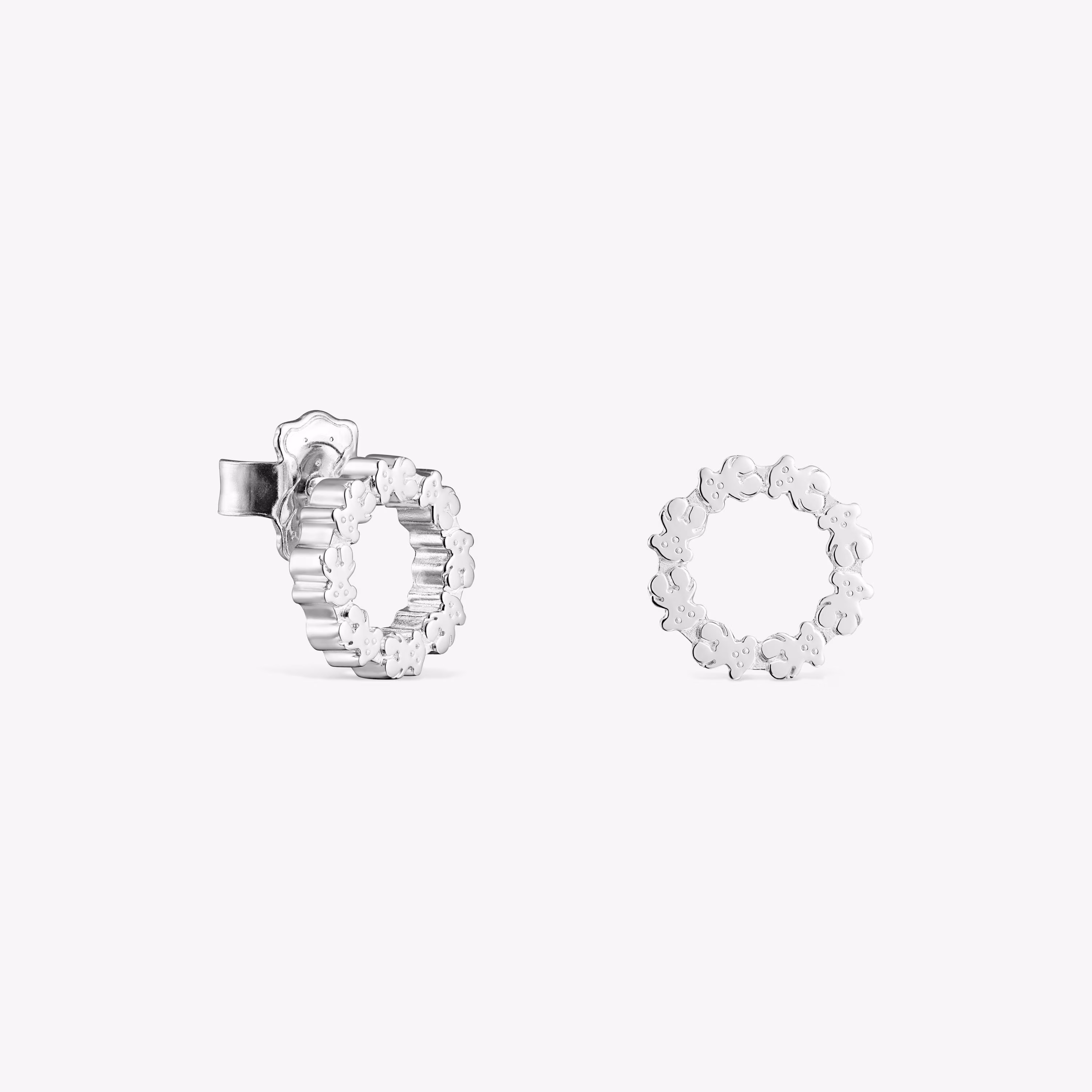 Pendientes pequeños disco de plata Straight