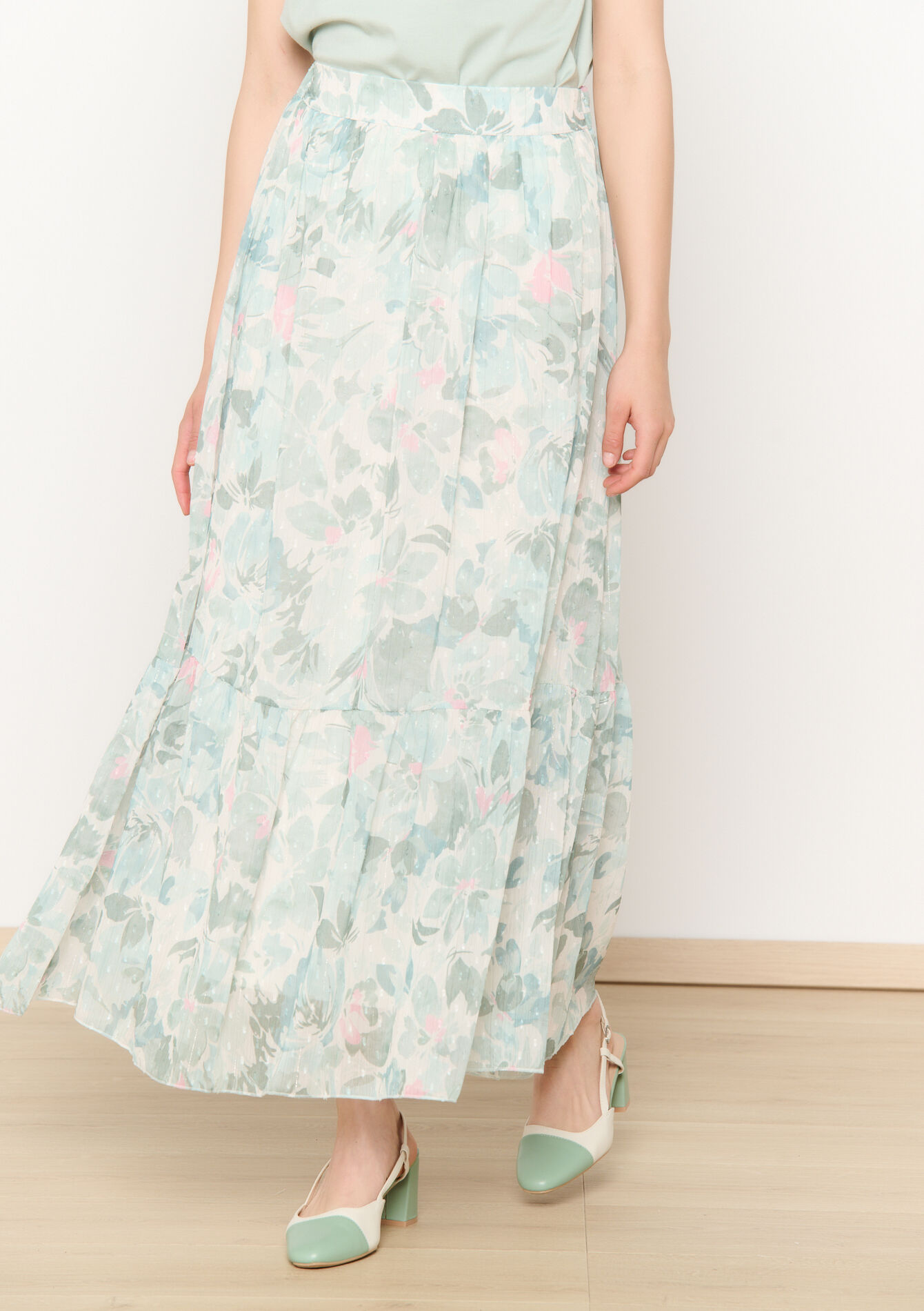 Lange rok met bloemenprint