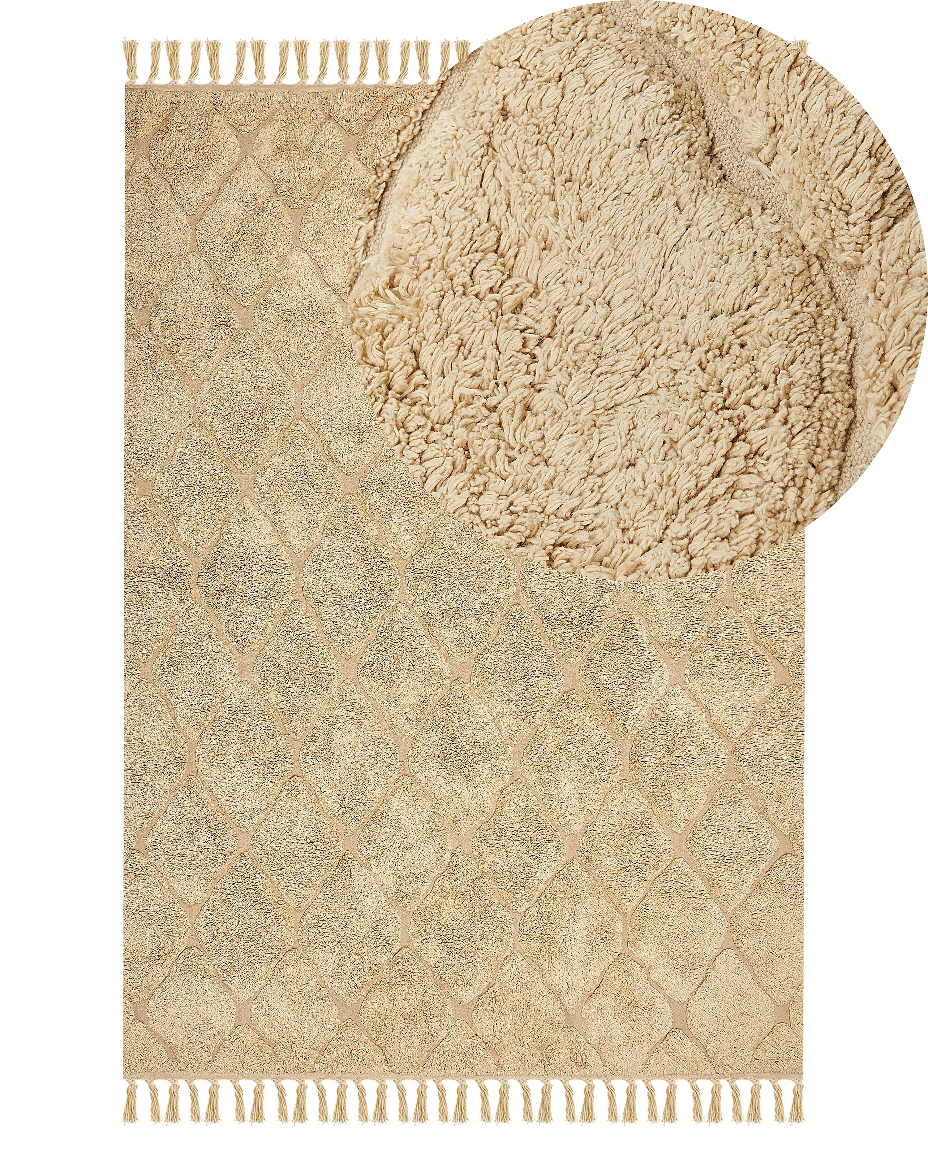 Rug SANLIURFA Sand Beige 140 x 200 cm Cotton