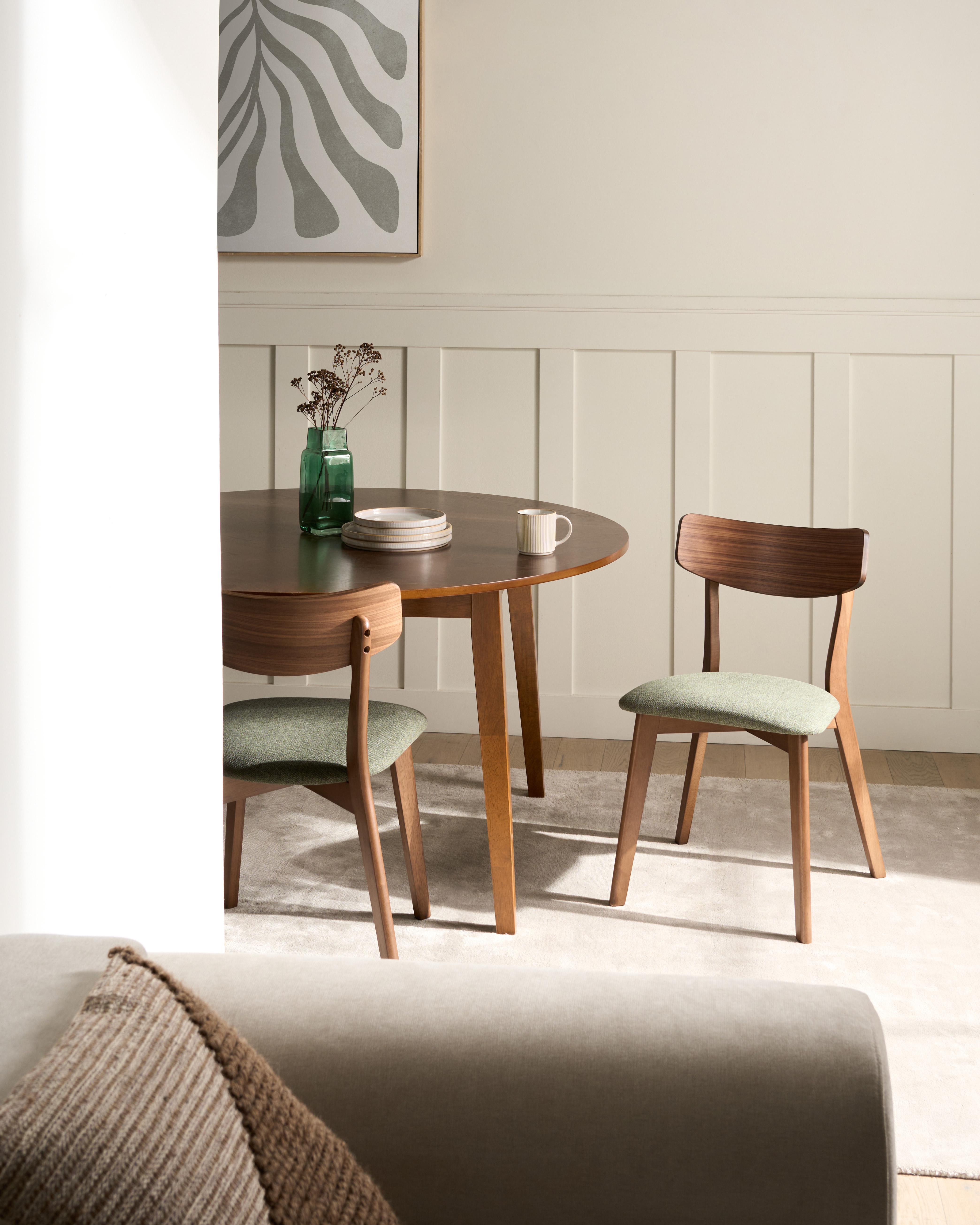 Set of 2 Dining Chairs HOPE Wood Dark Brown/ Green