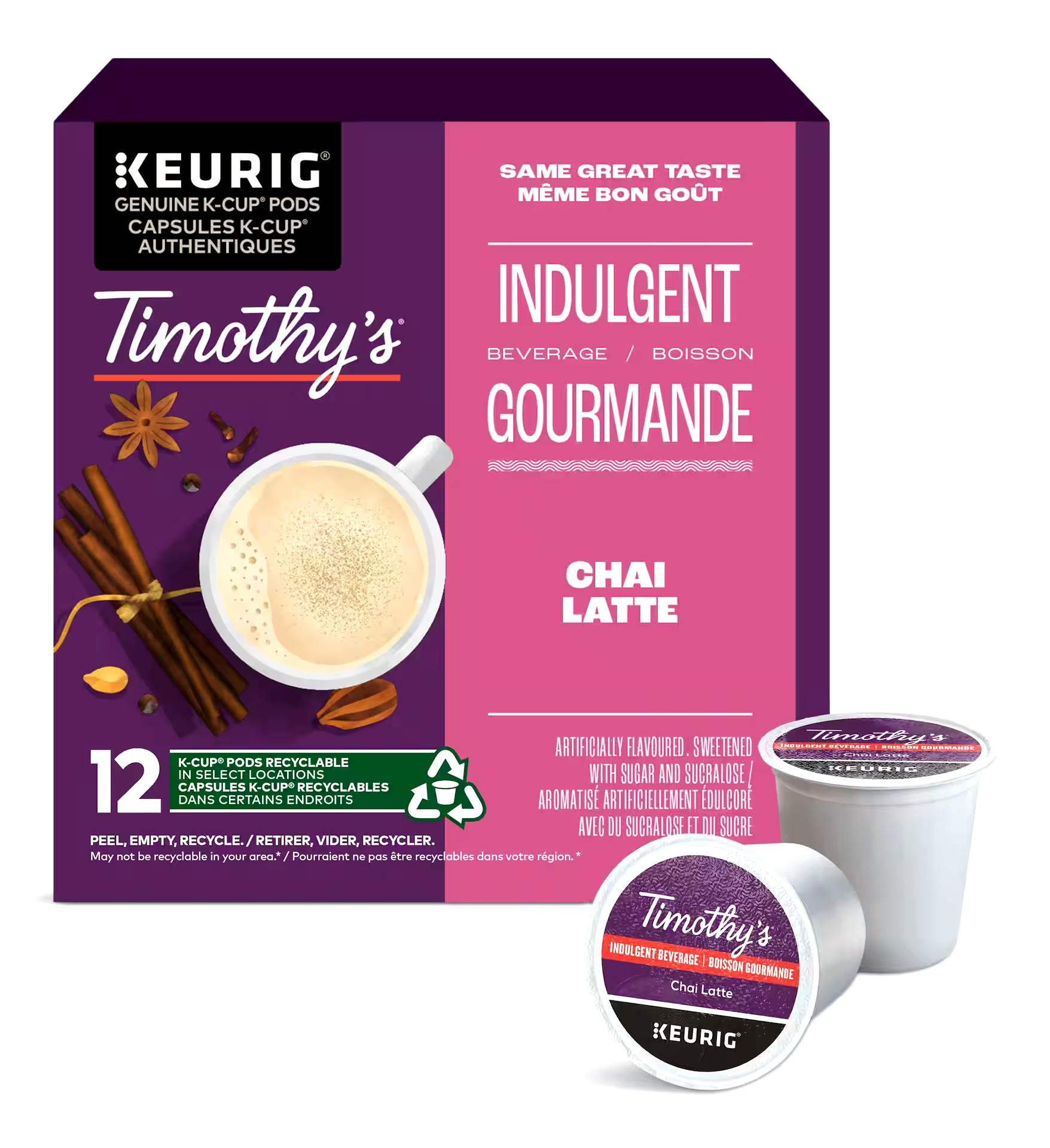 Keurig Timothy's Chai Latte K-Cup® Pods, 168-g, 12-pk