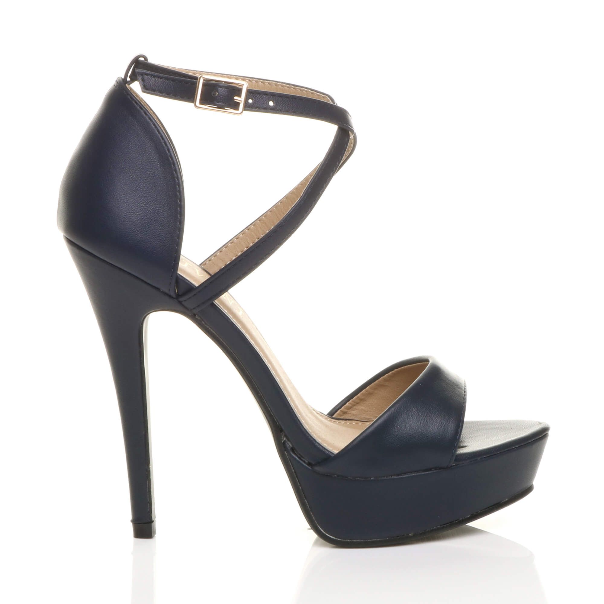 AJVANI High Heel Crossed Straps Platform Sandals