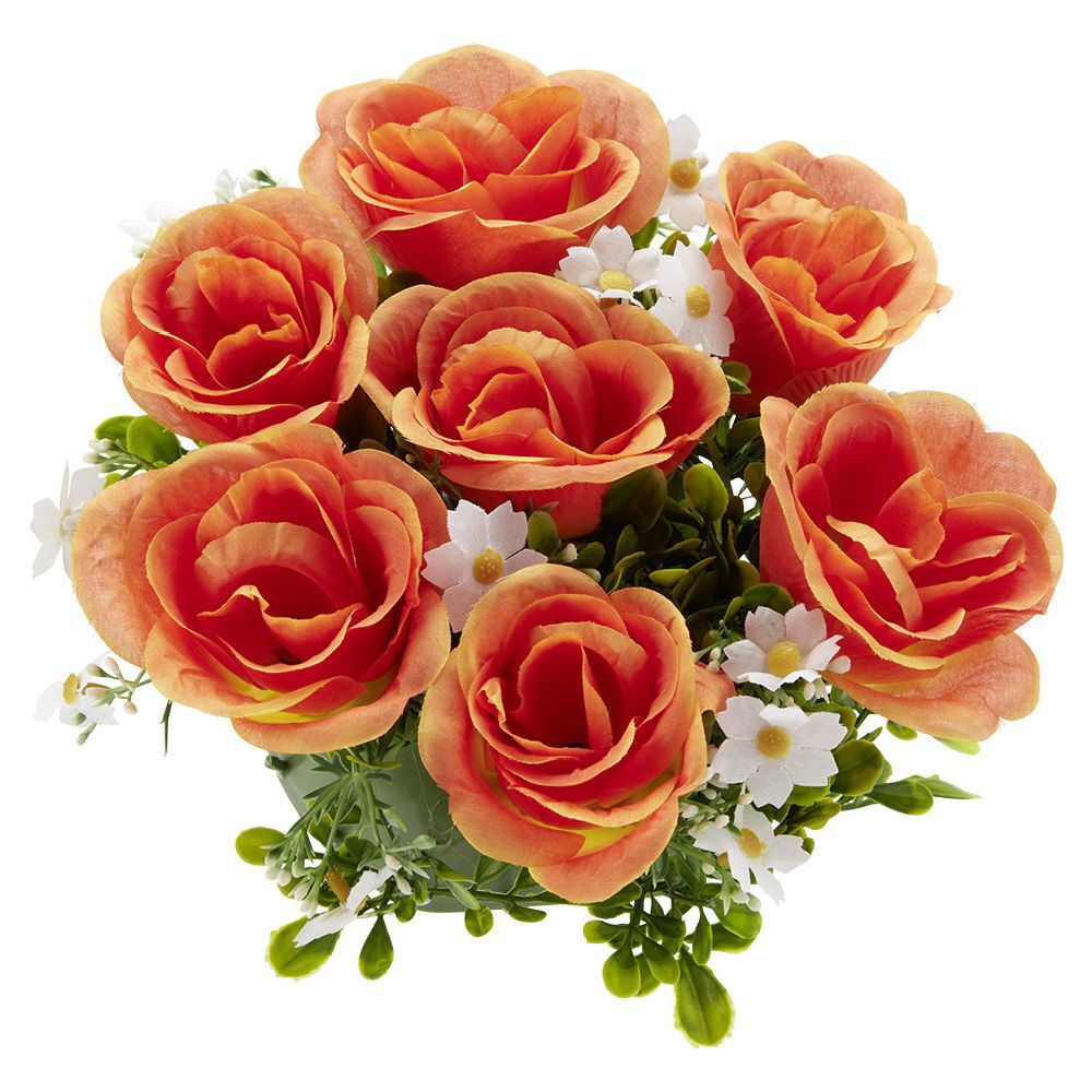 Boule de fleurs artificielles Rose orange - 7 têtes