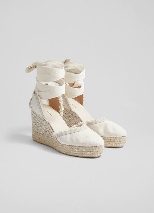 Sofia Cream Canvas Espadrille Wedges