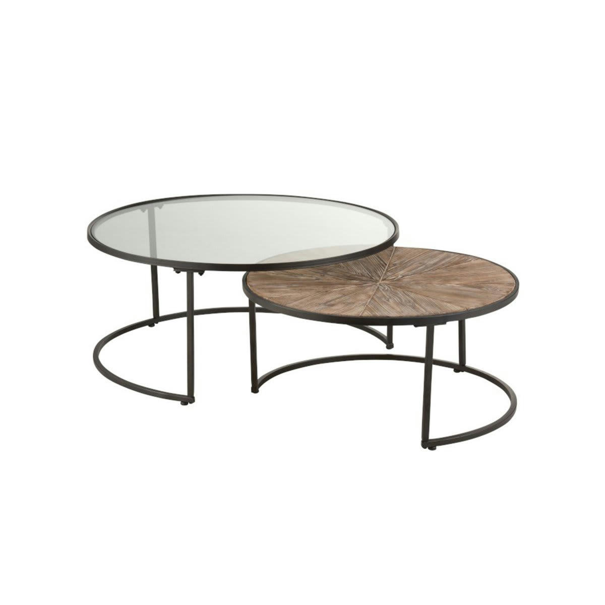 MARIA - Lot de 2 tables gigognes ronde en métal