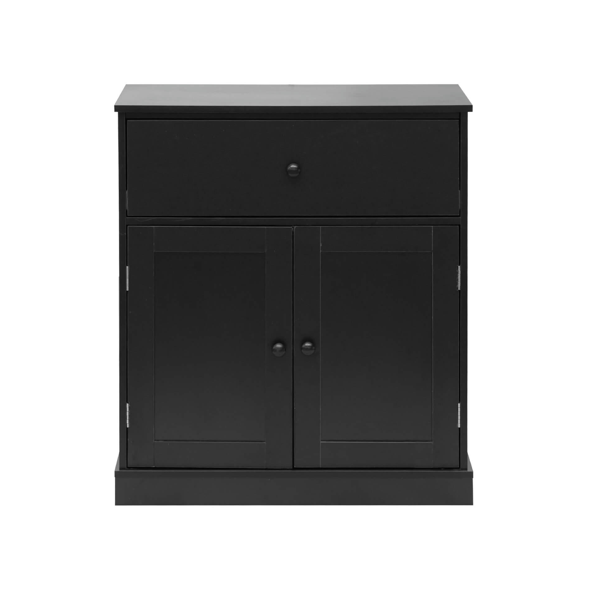 EASY LIFE - Commode avec 2 tiroirs et 1 porte en aggloméré noir