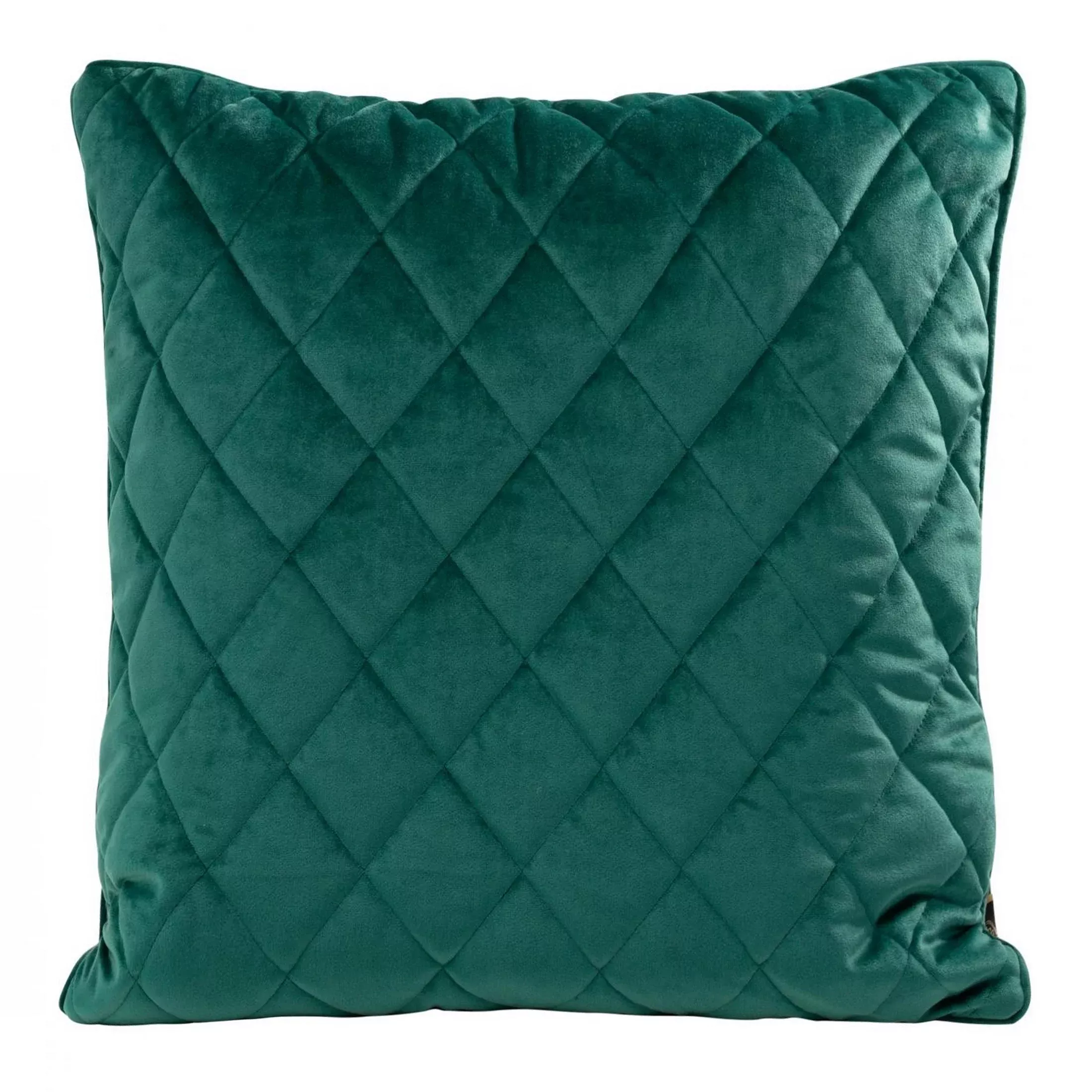 Poszewka na poduszkę 45x45 cm welwetowa, ciemnoturkusowa pikowana we wzór karo z ozdobną wypustką VELVET 27 Eurofirany Premium