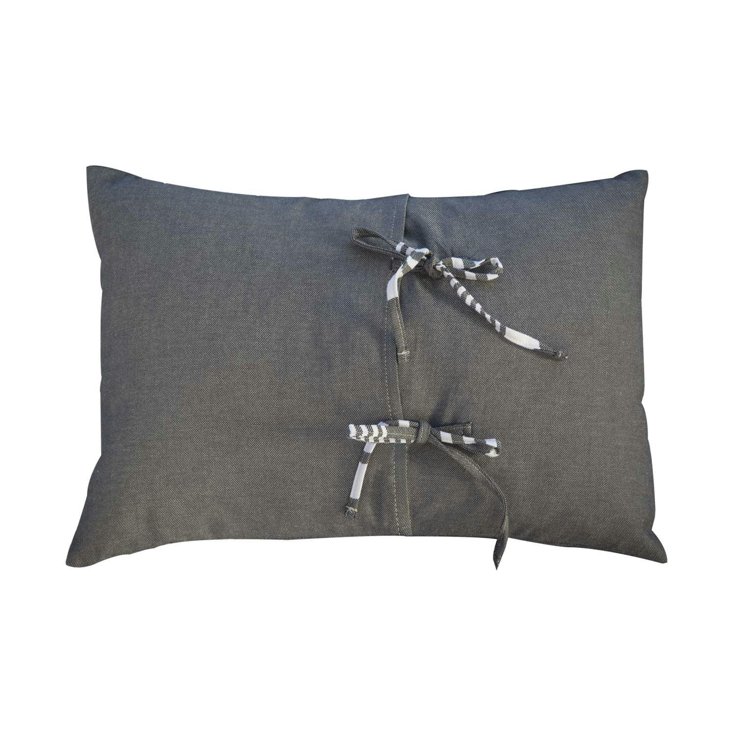 CARTHAGE - Housse de coussin coton anthracite rayures blanches 35 x 50