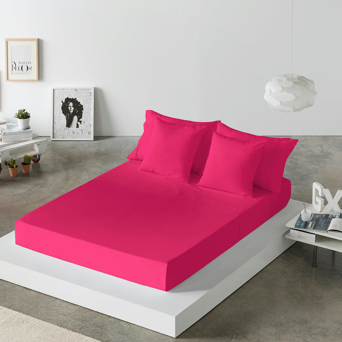 CASUAL DDL - Drap de lit en coton fucchsia 250x280