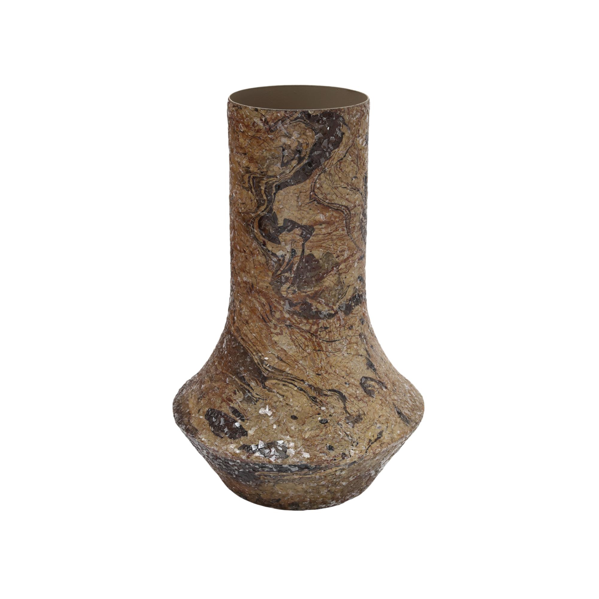 Present Time vaas Mosaic Marble - bruin - Ø20cm