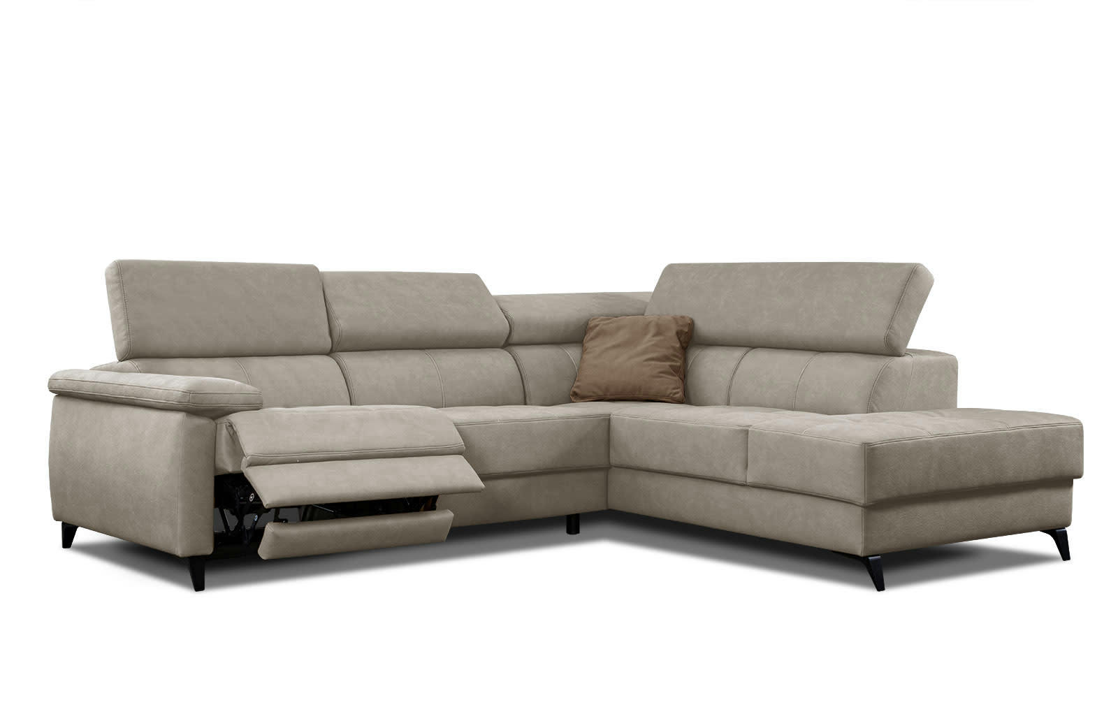 TAUNUS - Le canapé d'angle droit 5 places beige clair avec une relaxation