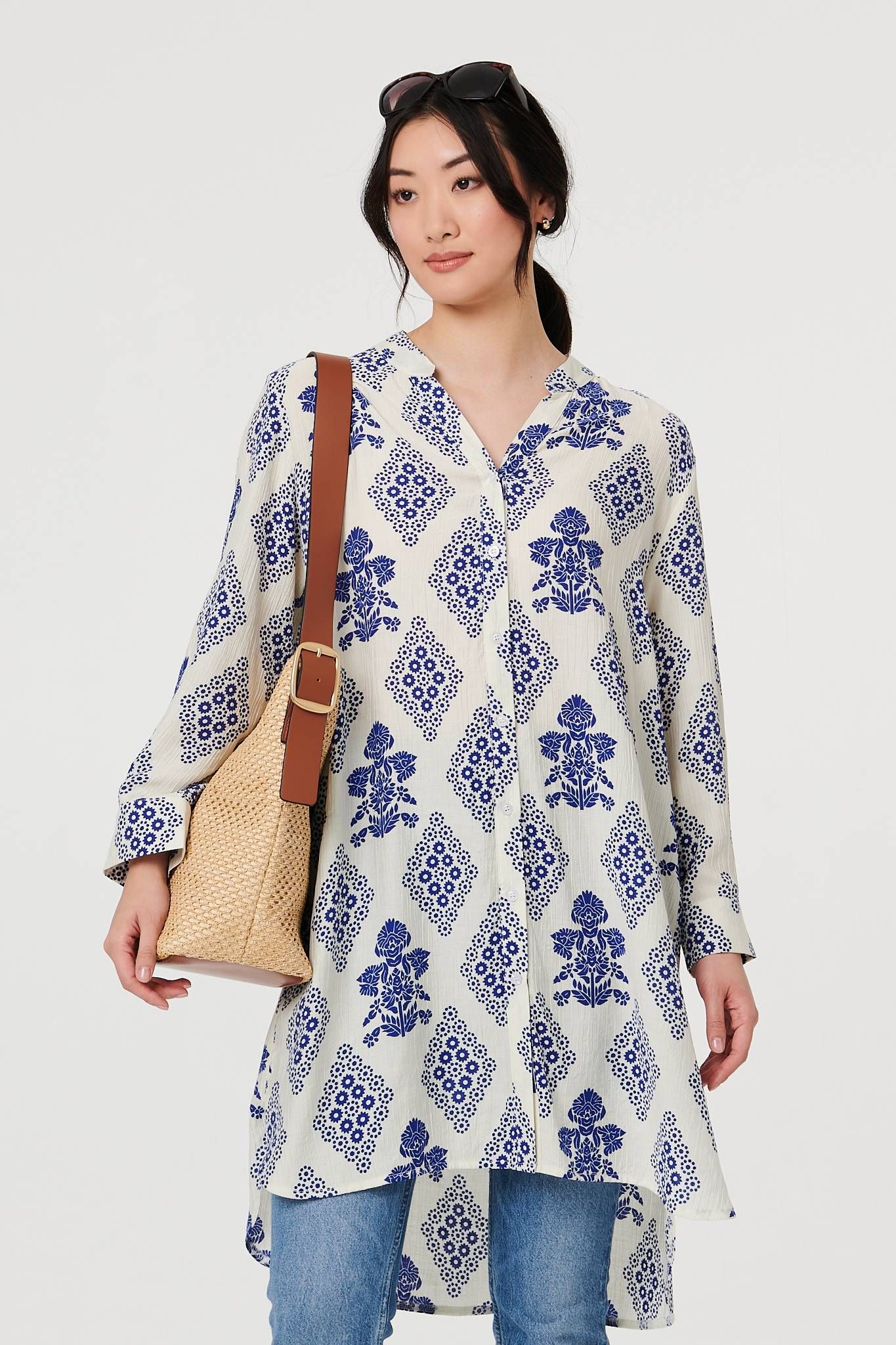 Izabel London Printed Knee Length Relaxed Shirt