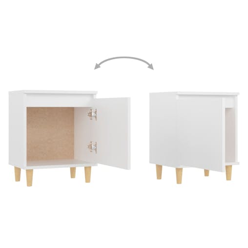 NNEVL Bed Cabinet with Solid Wood Legs White 40x30x50 cm