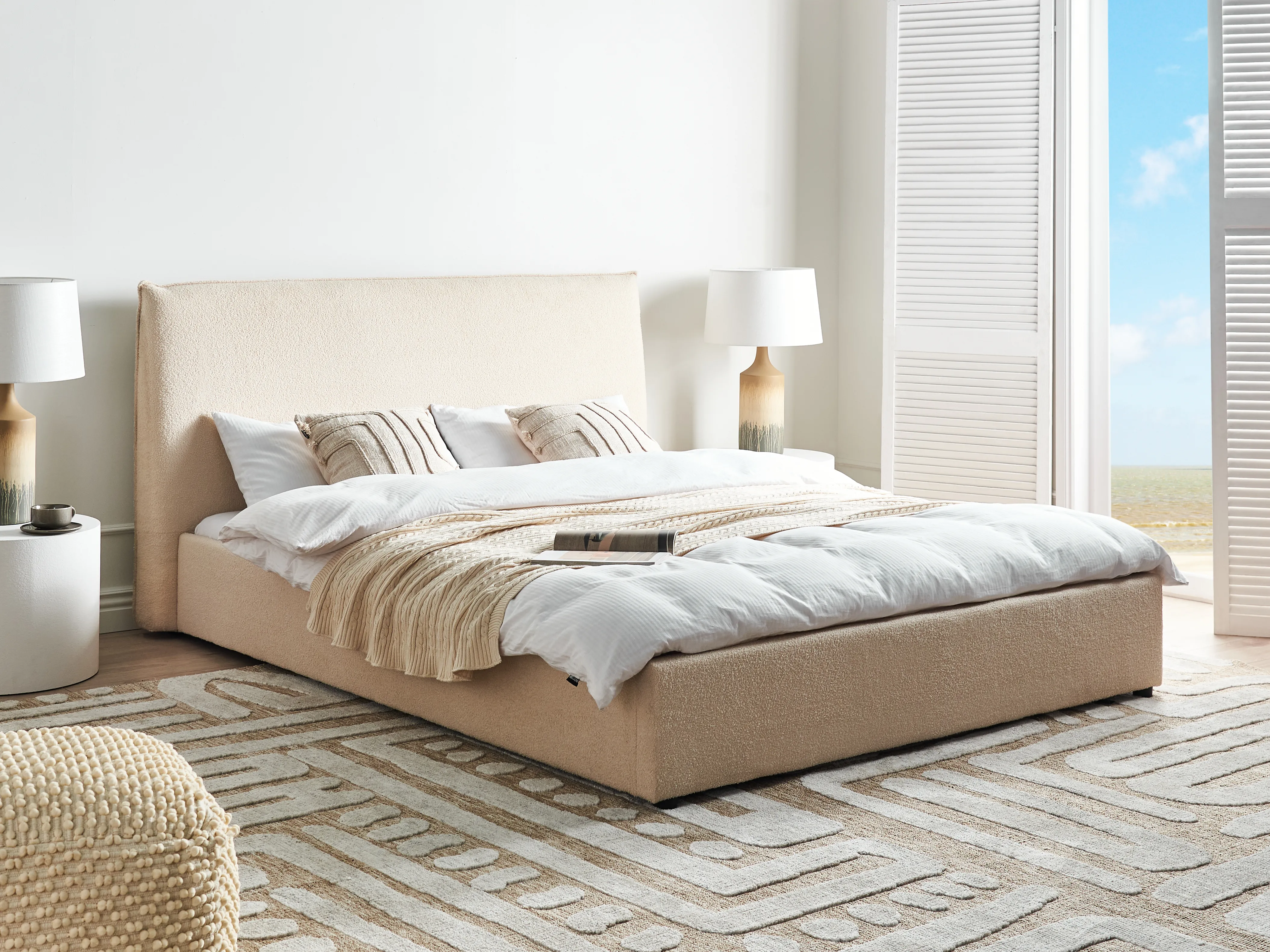 Waterbed Boucle LAVAUR 160 x 200 cm (EU King Size) Beige