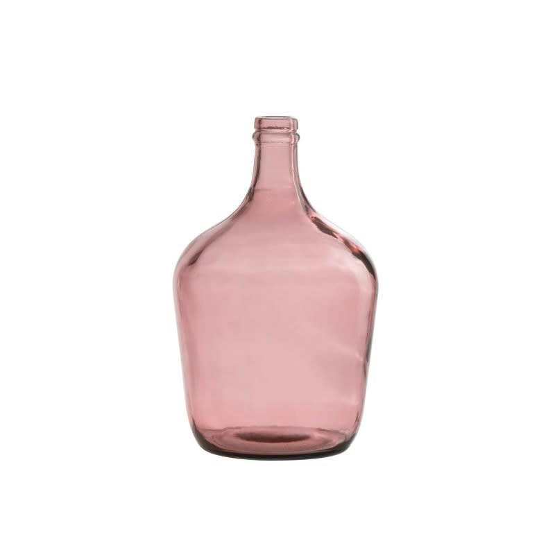 - Vase dame jeanne en verre rose 18x18x30 cm