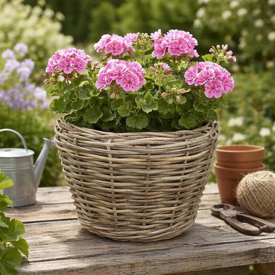Van der Leeden Planten/bloemen mand - gevlochten - D57 x H43 cm