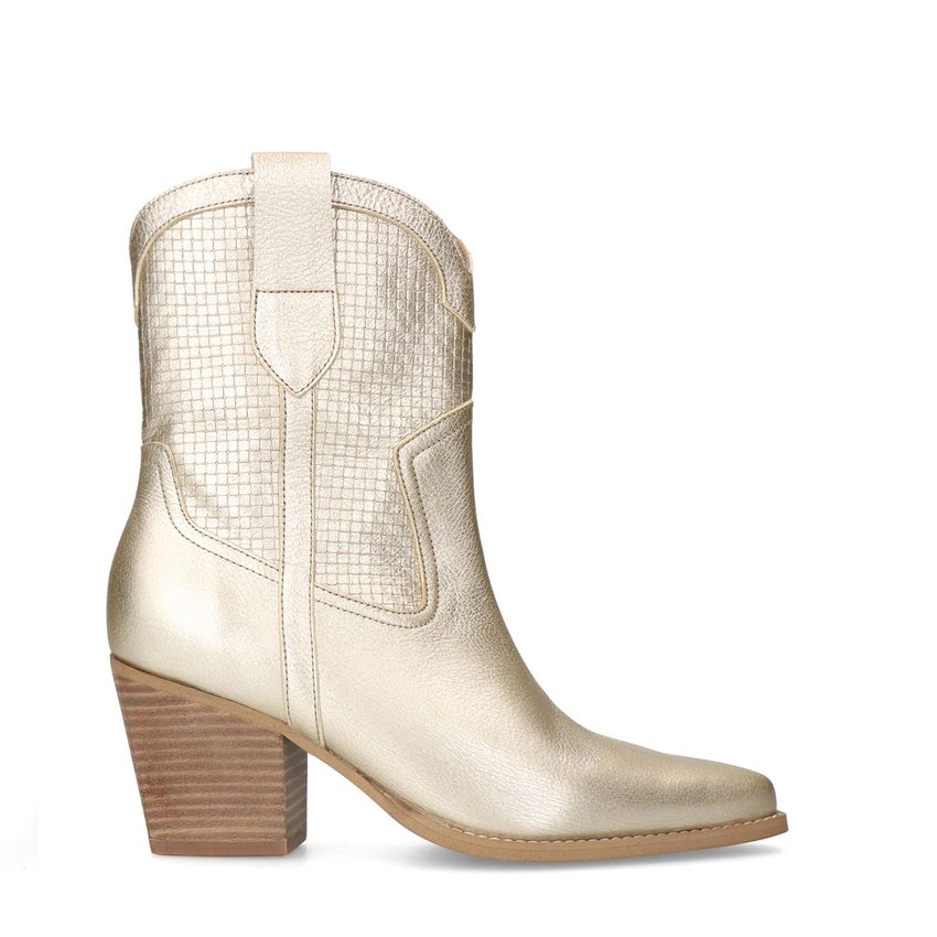 Manfield Goudkleurige leren cowboylaarzen