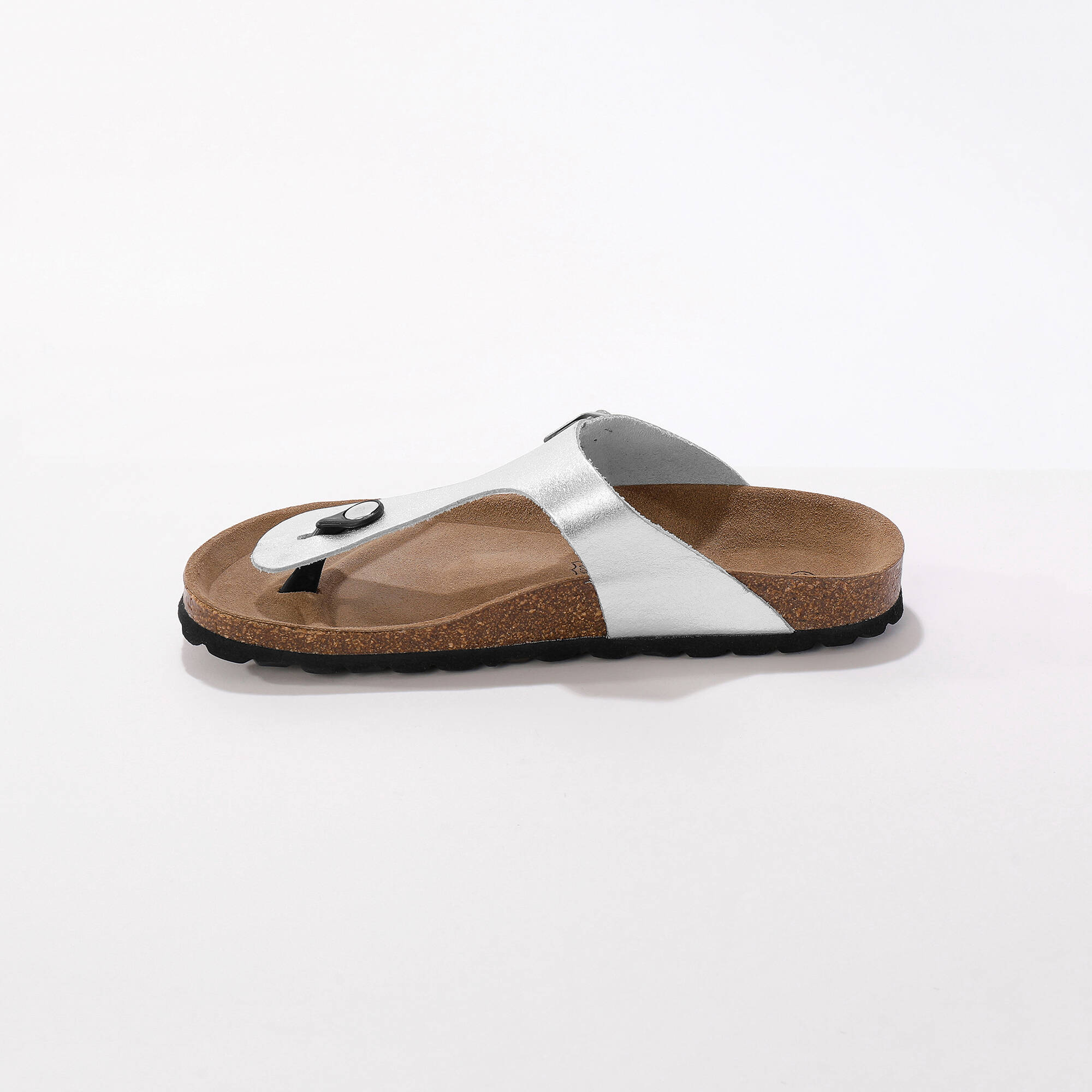 Sandales entredoigts cuir, boucle réglable