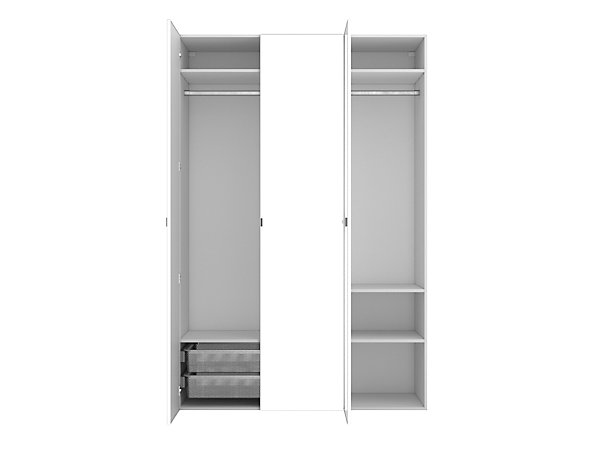 Armoire blanche avec miroir double penderie et 2 paniers GoodHome Atomia H. 225 x L. 150 x P. 58 cm