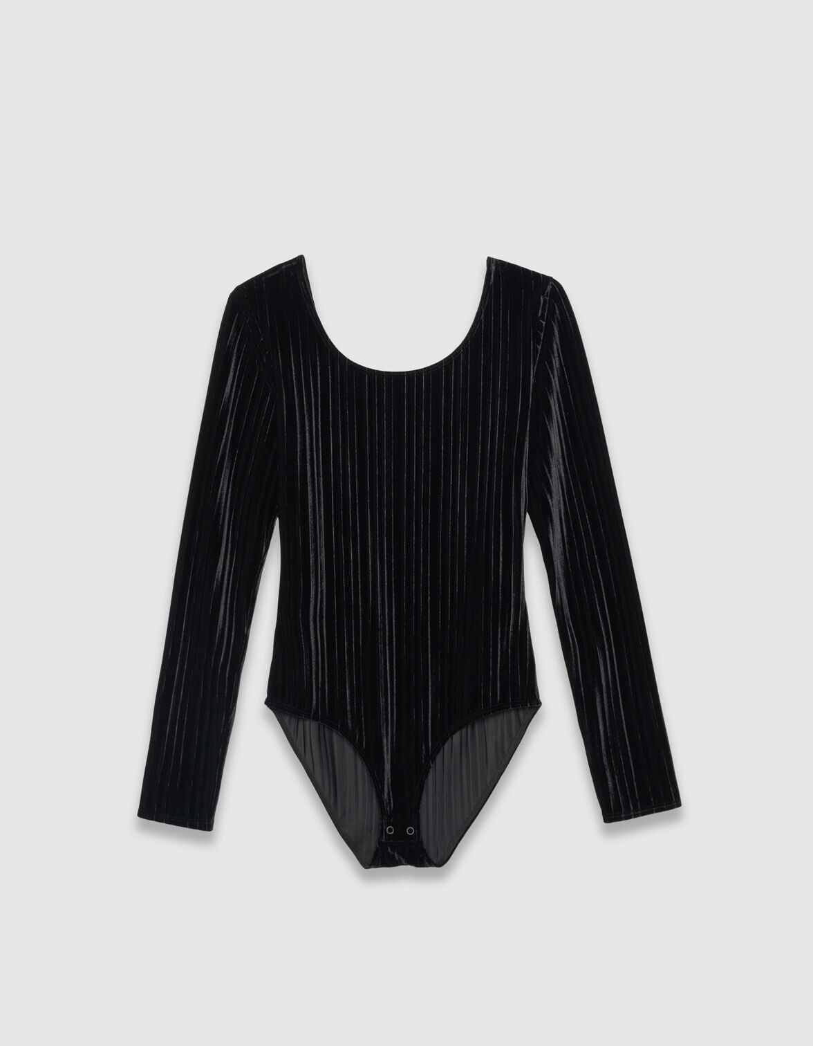 Body noir maille velours plissée Femme