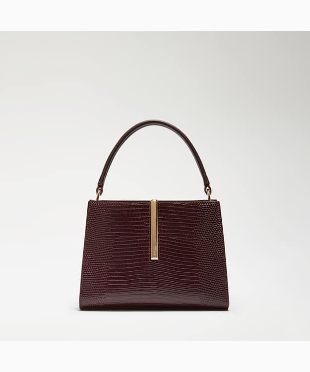 Dinidestined Burgundy - Embossed Leather Top-Handle Bag