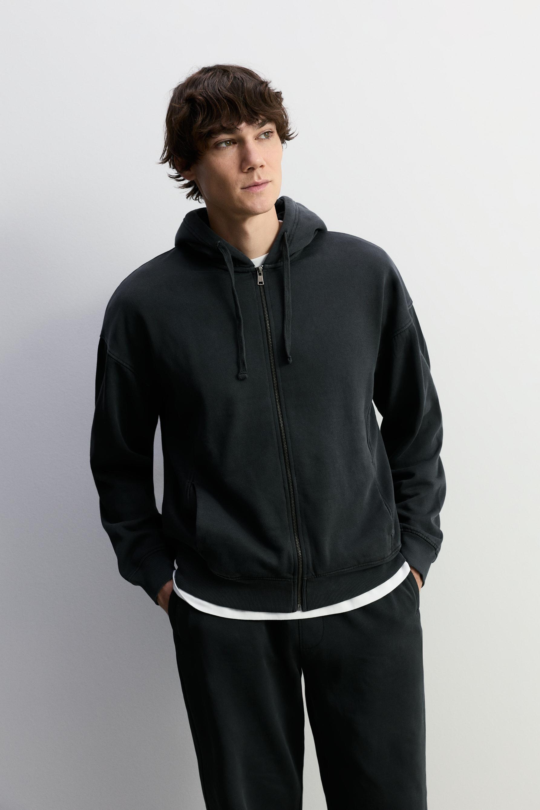 Sudadera cremallera efecto lavado