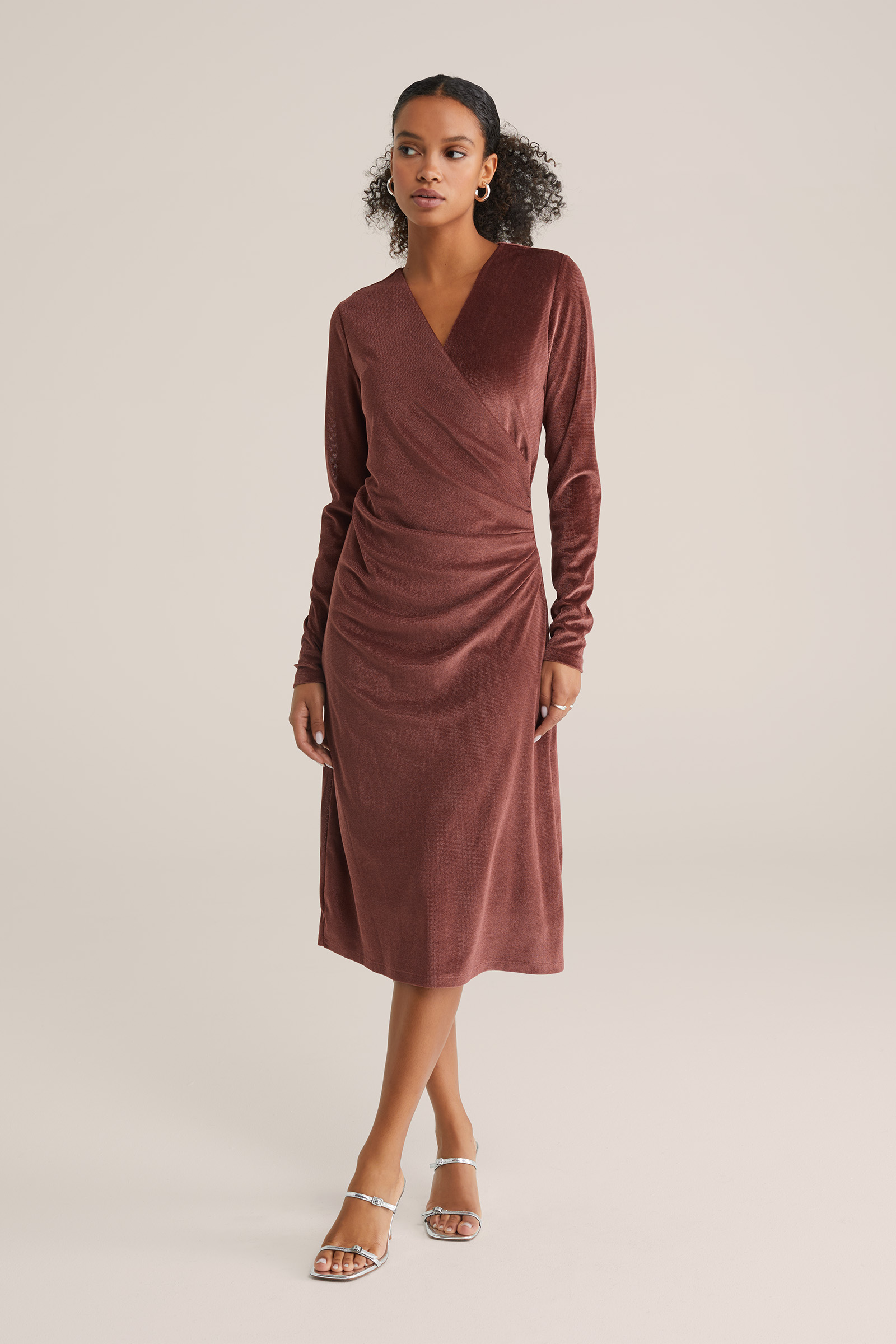 Dames Midi velvet jurk met structuur